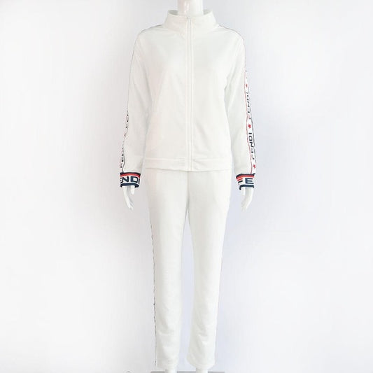 Autumn winter 2 pieces outfits for women letter print tops and pants suit ladies sexy two pieces track suit