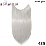 S-noilite 20 inch Invisible Wire No Clip One Piece Hair Extensions Secret Fish Line Hairpieces Silky Straight natural Synthetic