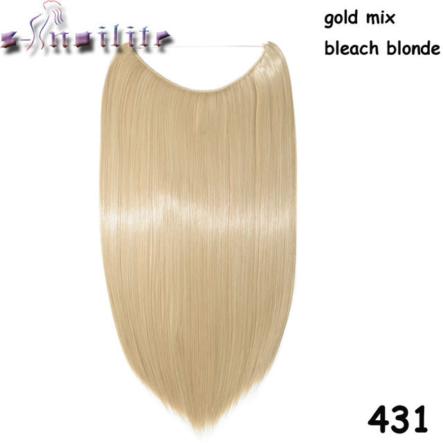 S-noilite 20 inch Invisible Wire No Clip One Piece Hair Extensions Secret Fish Line Hairpieces Silky Straight natural Synthetic