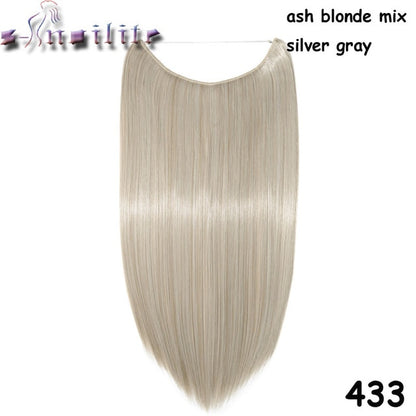 S-noilite 20 inch Invisible Wire No Clip One Piece Hair Extensions Secret Fish Line Hairpieces Silky Straight natural Synthetic