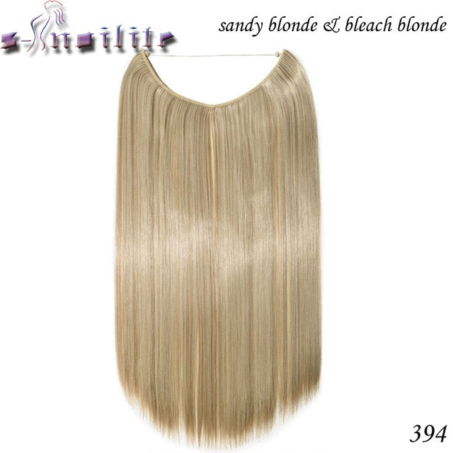 S-noilite 20 inch Invisible Wire No Clip One Piece Hair Extensions Secret Fish Line Hairpieces Silky Straight natural Synthetic